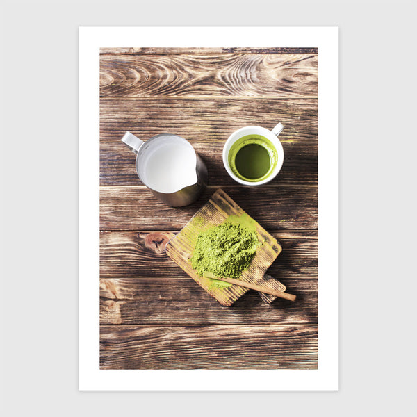 Matcha tea tejjel fa deszkán